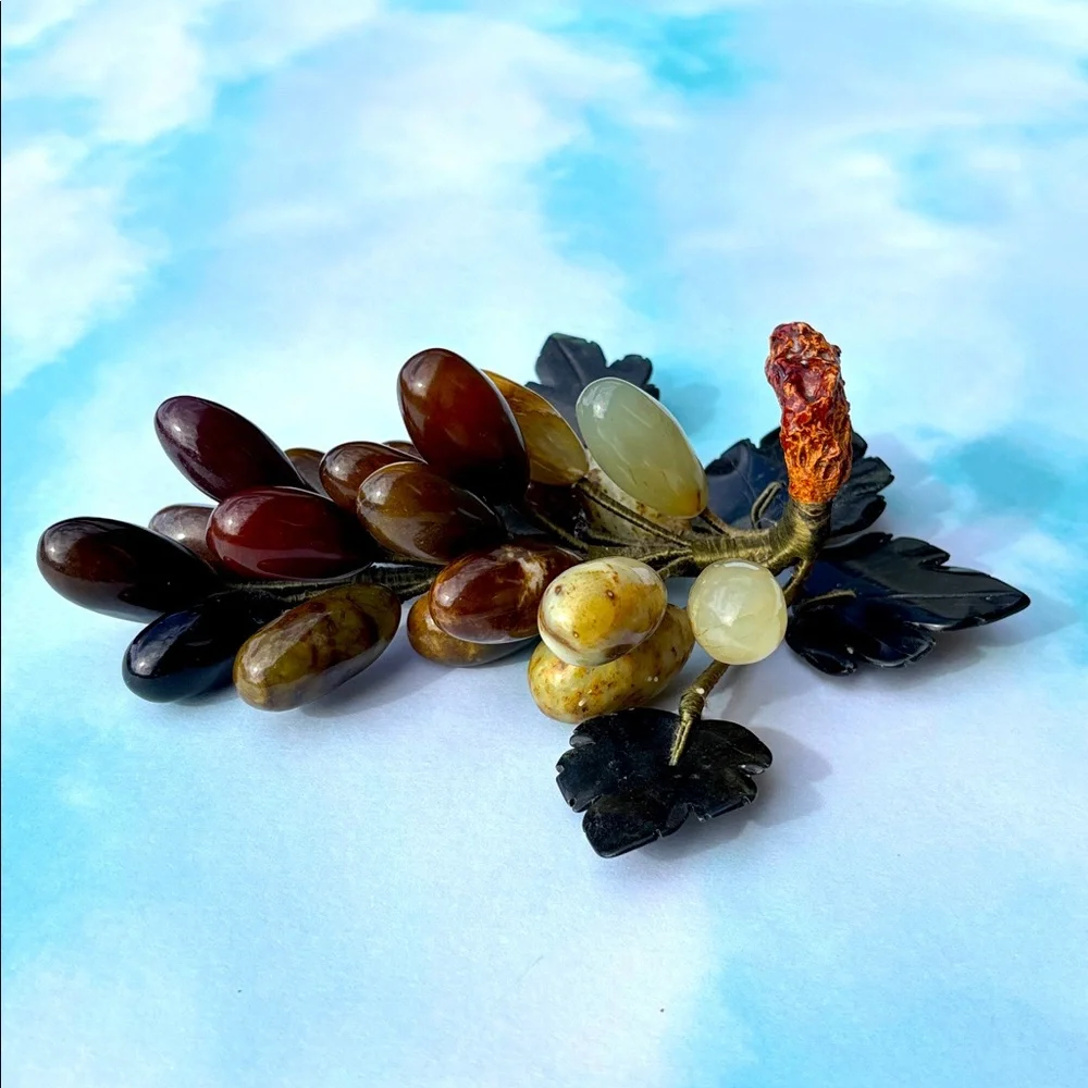 Elegant Stone Grape Cluster Accent